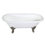 Aqua Eden 72-Inch Cast Iron Oval Double Ended Clawfoot Tub (7-Inch Faucet Drillings)