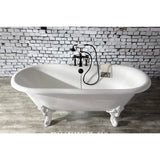 Aqua Eden 72-Inch Cast Iron Oval Double Ended Clawfoot Tub (7-Inch Faucet Drillings)