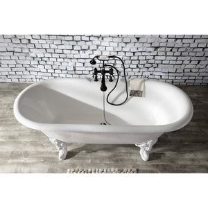 Aqua Eden 72-Inch Cast Iron Oval Double Ended Clawfoot Tub (7-Inch Faucet Drillings)