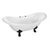 Aqua Eden 61-Inch Cast Iron Oval Double Slipper Clawfoot Tub (7-Inch Faucet Drillings)