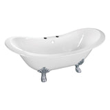 Aqua Eden 61-Inch Cast Iron Oval Double Slipper Clawfoot Tub (7-Inch Faucet Drillings)