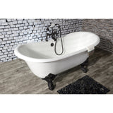 Aqua Eden 67-Inch Cast Iron Oval Double Slipper Clawfoot Tub (7-Inch Faucet Drillings)