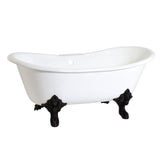 Aqua Eden 67-Inch Cast Iron Oval Double Slipper Clawfoot Tub (7-Inch Faucet Drillings)