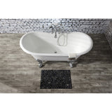 Aqua Eden 67-Inch Cast Iron Oval Double Slipper Clawfoot Tub (7-Inch Faucet Drillings)