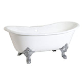 Aqua Eden 67-Inch Cast Iron Oval Double Slipper Clawfoot Tub (7-Inch Faucet Drillings)