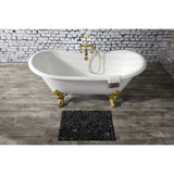 Aqua Eden 67-Inch Cast Iron Oval Double Slipper Clawfoot Tub (7-Inch Faucet Drillings)