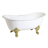 Aqua Eden 67-Inch Cast Iron Oval Double Slipper Clawfoot Tub (7-Inch Faucet Drillings)