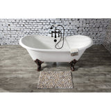 Aqua Eden 67-Inch Cast Iron Oval Double Slipper Clawfoot Tub (7-Inch Faucet Drillings)