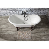 Aqua Eden 67-Inch Cast Iron Oval Double Slipper Clawfoot Tub (7-Inch Faucet Drillings)