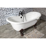 Aqua Eden 67-Inch Cast Iron Oval Double Slipper Clawfoot Tub (7-Inch Faucet Drillings)