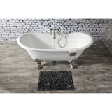 Aqua Eden 67-Inch Cast Iron Oval Double Slipper Clawfoot Tub (7-Inch Faucet Drillings)