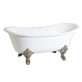 Aqua Eden 67-Inch Cast Iron Oval Double Slipper Clawfoot Tub (7-Inch Faucet Drillings)