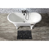 Aqua Eden 67-Inch Cast Iron Oval Double Slipper Clawfoot Tub (7-Inch Faucet Drillings)