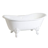 Aqua Eden 67-Inch Cast Iron Oval Double Slipper Clawfoot Tub (7-Inch Faucet Drillings)