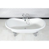 Aqua Eden 72-Inch Cast Iron Oval Double Slipper Clawfoot Tub (7-Inch Faucet Drillings)