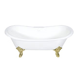 Aqua Eden 72-Inch Cast Iron Oval Double Slipper Clawfoot Tub (7-Inch Faucet Drillings)