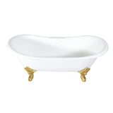 Aqua Eden 72-Inch Cast Iron Oval Double Slipper Clawfoot Tub (7-Inch Faucet Drillings)