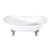 Aqua Eden 72-Inch Cast Iron Oval Double Slipper Clawfoot Tub (7-Inch Faucet Drillings)