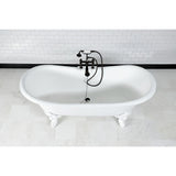 Aqua Eden 72-Inch Cast Iron Oval Double Slipper Clawfoot Tub (7-Inch Faucet Drillings)