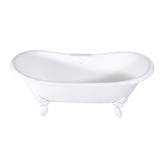 Aqua Eden 72-Inch Cast Iron Oval Double Slipper Clawfoot Tub (7-Inch Faucet Drillings)