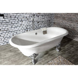 Aqua Eden 72-Inch Cast Iron Oval Double Ended Clawfoot Tub (No Faucet Drillings)