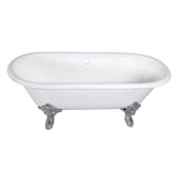 Aqua Eden 72-Inch Cast Iron Oval Double Ended Clawfoot Tub (No Faucet Drillings)