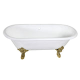 Aqua Eden 72-Inch Cast Iron Oval Double Ended Clawfoot Tub (No Faucet Drillings)