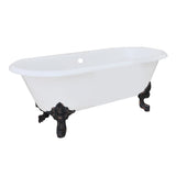 Aqua Eden 72-Inch Cast Iron Oval Double Ended Clawfoot Tub (No Faucet Drillings)