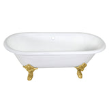 Aqua Eden 72-Inch Cast Iron Oval Double Ended Clawfoot Tub (No Faucet Drillings)