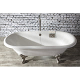 Aqua Eden 72-Inch Cast Iron Oval Double Ended Clawfoot Tub (No Faucet Drillings)