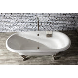 Aqua Eden 72-Inch Cast Iron Oval Double Ended Clawfoot Tub (No Faucet Drillings)