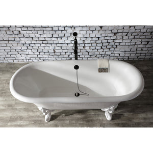 Aqua Eden 72-Inch Cast Iron Oval Double Ended Clawfoot Tub (No Faucet Drillings)