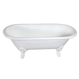 Aqua Eden 72-Inch Cast Iron Oval Double Ended Clawfoot Tub (No Faucet Drillings)