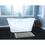 Aqua Eden 66-Inch Cast Iron Oval Double Slipper Pedestal Tub (No Faucet Drillings)