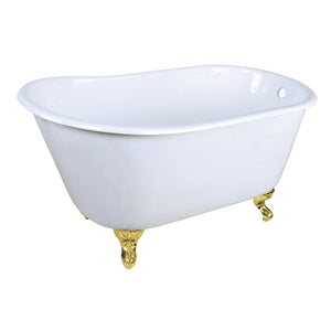 Aqua Eden 48-Inch Cast Iron Oval Single Slipper Clawfoot Tub (No Faucet Drillings)