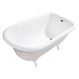 Aqua Eden 48-Inch Cast Iron D-Shaped Roll Top Clawfoot Tub (No Faucet Drillings)