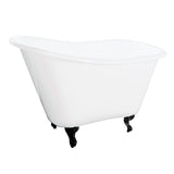 Tazatina 51-Inch Cast Iron D-Shaped Single Slipper Clawfoot Tub (No Faucet Drillings)