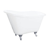 Tazatina 51-Inch Cast Iron D-Shaped Single Slipper Clawfoot Tub (No Faucet Drillings)