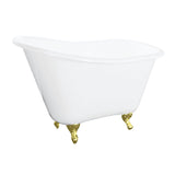 Tazatina 51-Inch Cast Iron Classic Flat-Rim Single Slipper Clawfoot Tub (No Faucet Drillings)