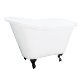 Tazatina 51-Inch Cast Iron D-Shaped Single Slipper Clawfoot Tub (No Faucet Drillings)