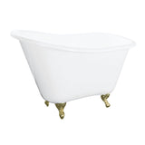 Tazatina 51-Inch Cast Iron D-Shaped Single Slipper Clawfoot Tub (No Faucet Drillings)