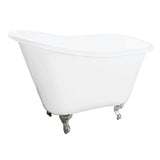 Tazatina 51-Inch Cast Iron D-Shaped Single Slipper Clawfoot Tub (No Faucet Drillings)