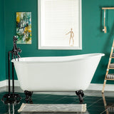 Aqua Eden 53-Inch Cast Iron Oval Single Slipper Clawfoot Tub (No Faucet Drillings)