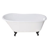 Aqua Eden 53-Inch Cast Iron Oval Single Slipper Clawfoot Tub (No Faucet Drillings)