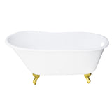 Aqua Eden 53-Inch Cast Iron Oval Single Slipper Clawfoot Tub (No Faucet Drillings)