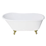 Aqua Eden 53-Inch Cast Iron Oval Single Slipper Clawfoot Tub (No Faucet Drillings)