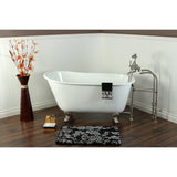 Aqua Eden 53-Inch Cast Iron Oval Single Slipper Clawfoot Tub (No Faucet Drillings)