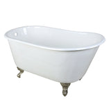 Aqua Eden 53-Inch Cast Iron Oval Single Slipper Clawfoot Tub (No Faucet Drillings)