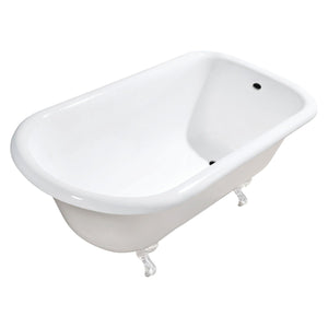 Aqua Eden 54-Inch Cast Iron D-Shaped Roll Top Clawfoot Tub (No Faucet Drillings)