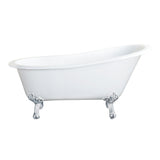 Tazatina 54-Inch Cast Iron Oval Single Slipper Clawfoot Tub (No Faucet Drillings)